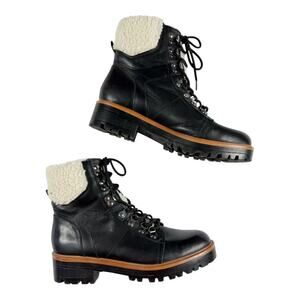 Marc Fisher Isabel Leather Sherpa Bootie size 9 Women's